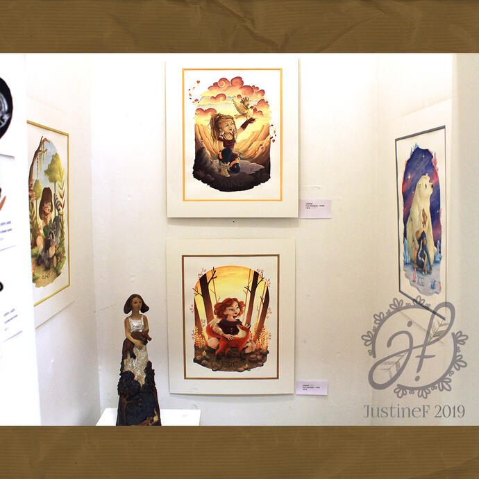 Collective exhibition with four of my illustrations at Galleria Patina, 2019.