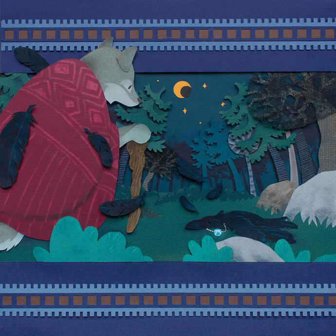 Folktale Week, Echo (cut paper and mixed media, 2025)