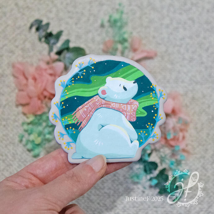 Polar Bearealis - magnet (acrylic on polymer clay)