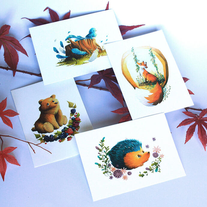 A set of postcards in collaboration with the stationery shop Harjun Paperi, set in Jyväskylä (2016, acrylic on paper)